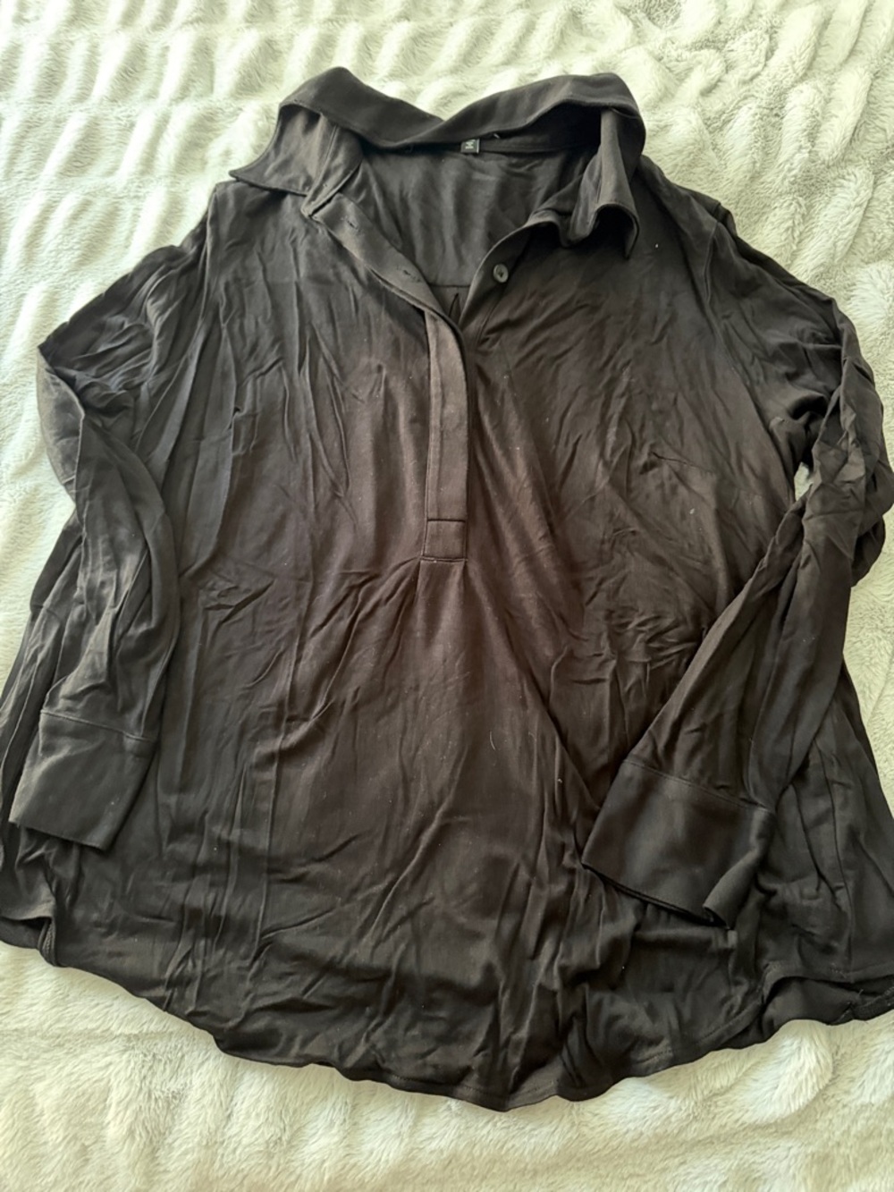 Universal Standard Black Button-Down Long Sleeve Shirt